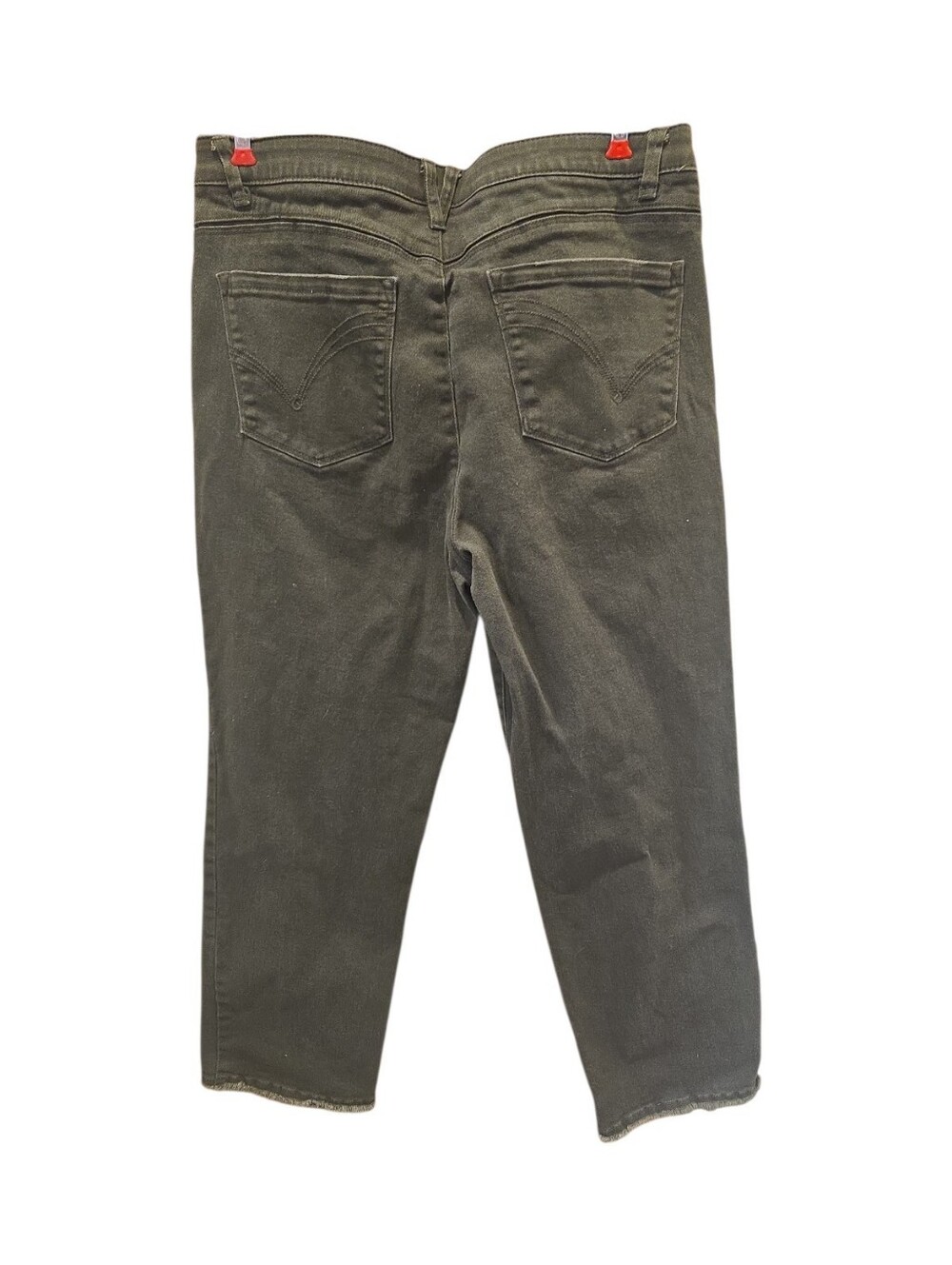 Democracy "Ab"solution Cropped Fray Hem Jeans Size 14 Olive - Picture 2 of 9